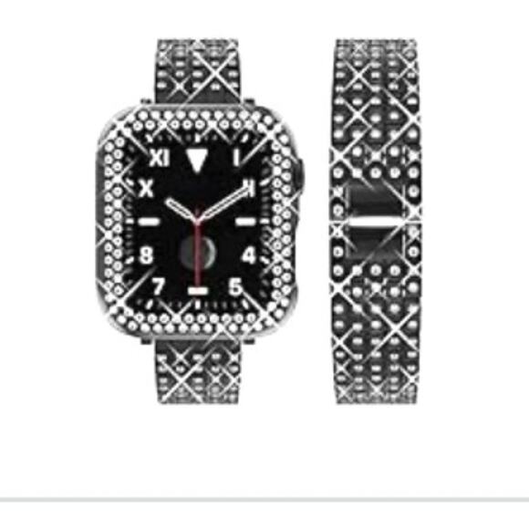 Watch band and frame Black with Rhinestones Apple compatible  NEW! - Picture 1 of 6